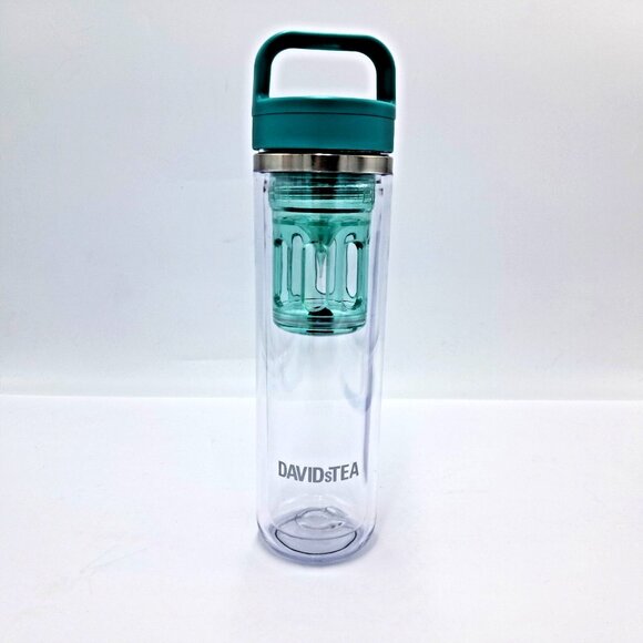 Davids Tea Matcha Teal 14oz Travel Mug Shatter Resistant Tritan Pressure Release - Picture 1 of 5